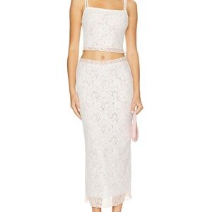 SUPERDOWN White Lace Two-Piece Set